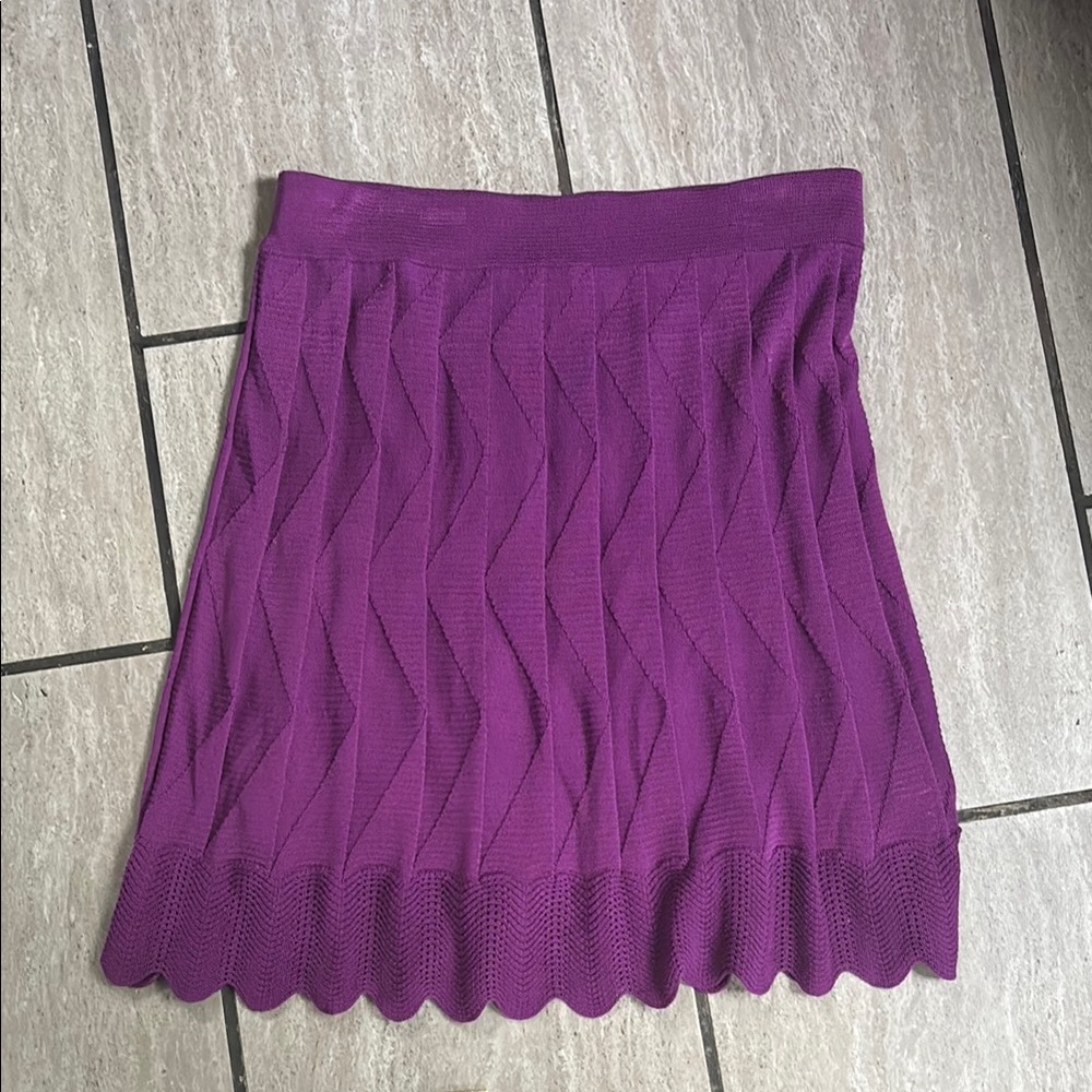 Antonio Melani Women's Knit Pleated Purple Skirt Large